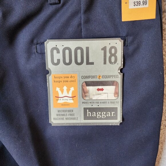 NEW Haggar Cool 18 Navy Blue Comfort Equipped Wrinkle Free Pants Size 38 x 29 - Picture 10 of 13
